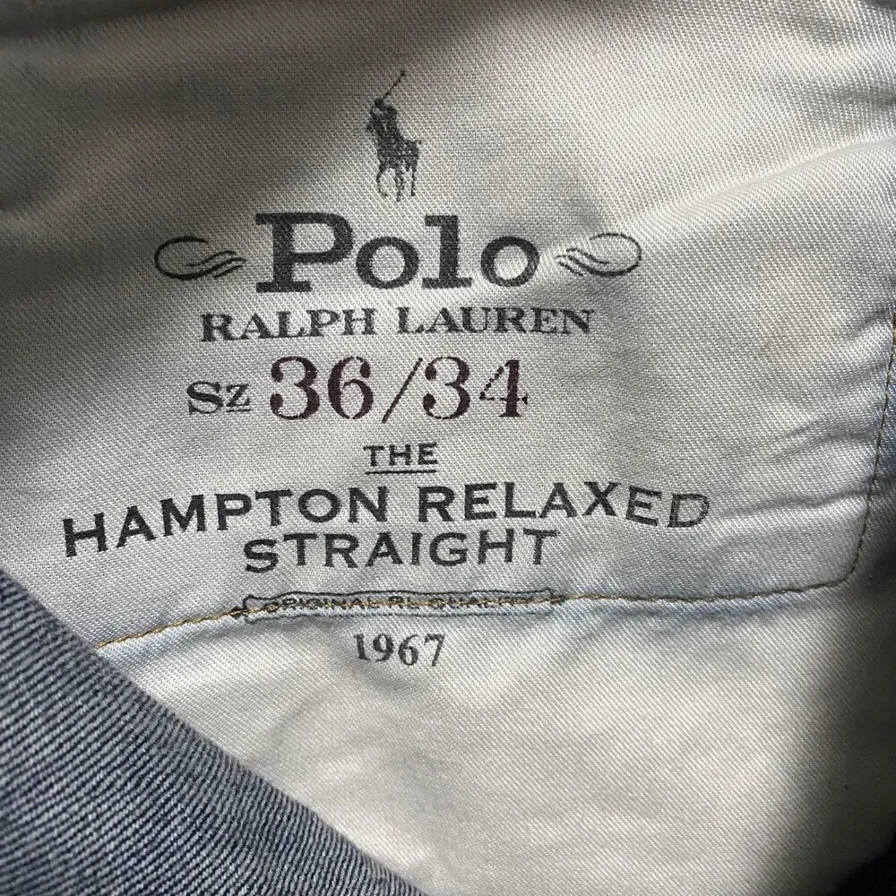 Polo Ralph Lauren Hampton Relaxed Straight Jeans Mens 36x34 Blue Dark Wash Denim